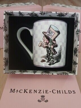 MacKenzie-Childs Mad Hatter Ceramic Mug ~ Brand New In Box